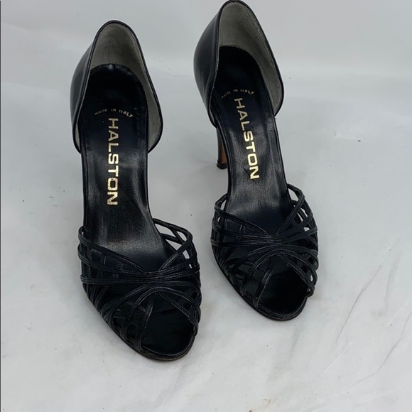 Vintage Halston Sz 5 Peep Toe D’Orsay Heels - Picture 3 of 9
